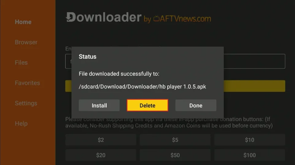 select delete apk