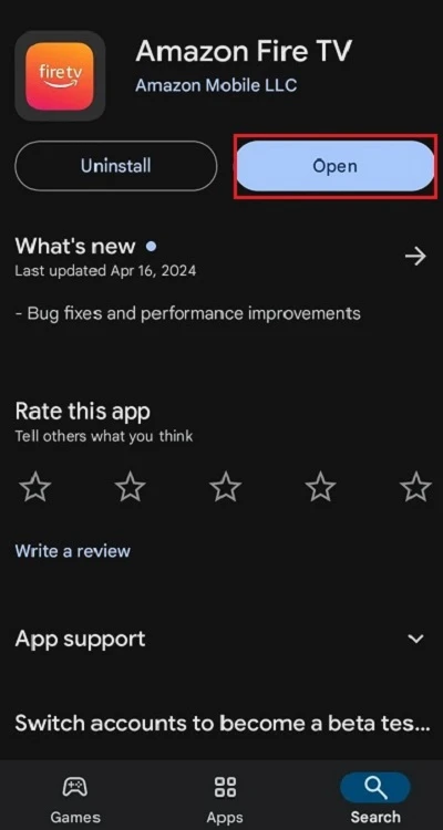 open amazon fire tv app
