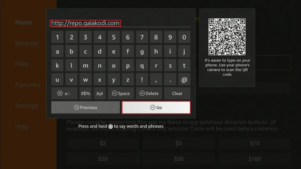enter repo url 