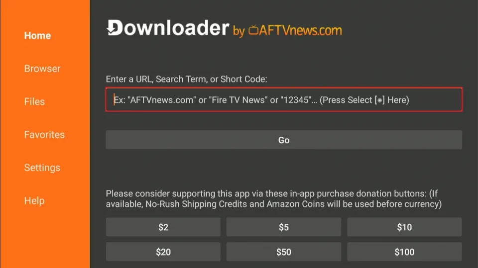 enter url tab downloader