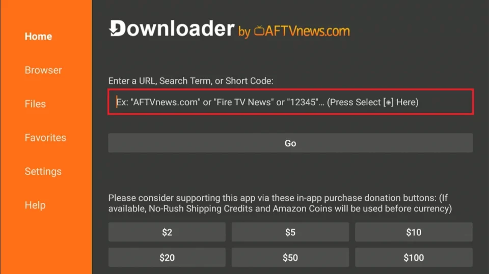 enter url tab