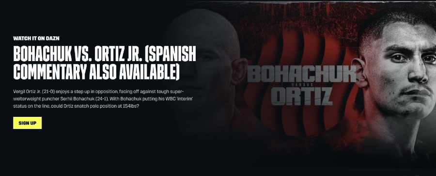 Stream Ortiz Jr. vs. Bohachuk on DAZN