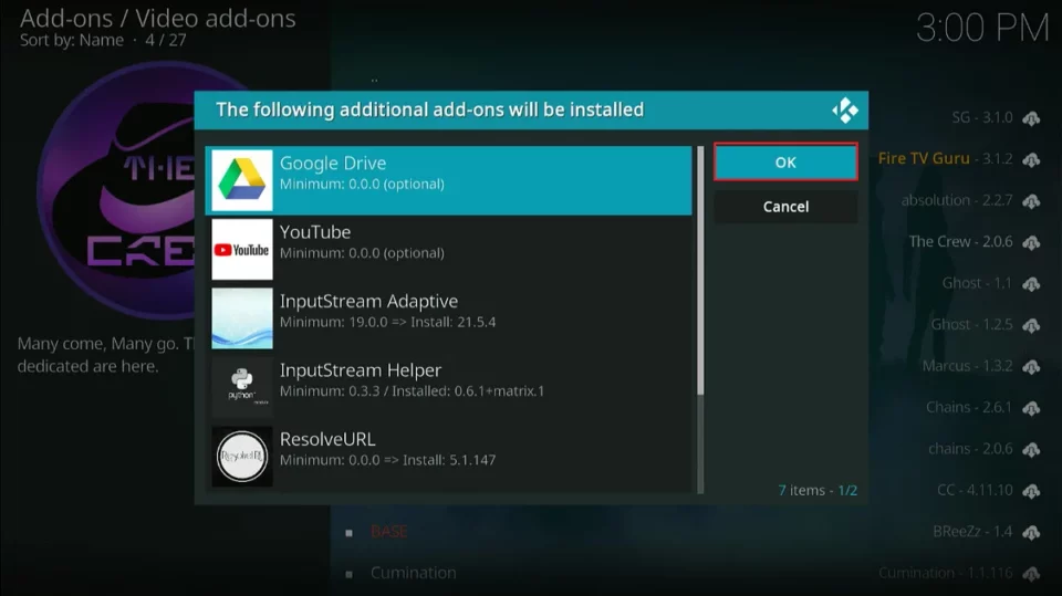 select additional addons