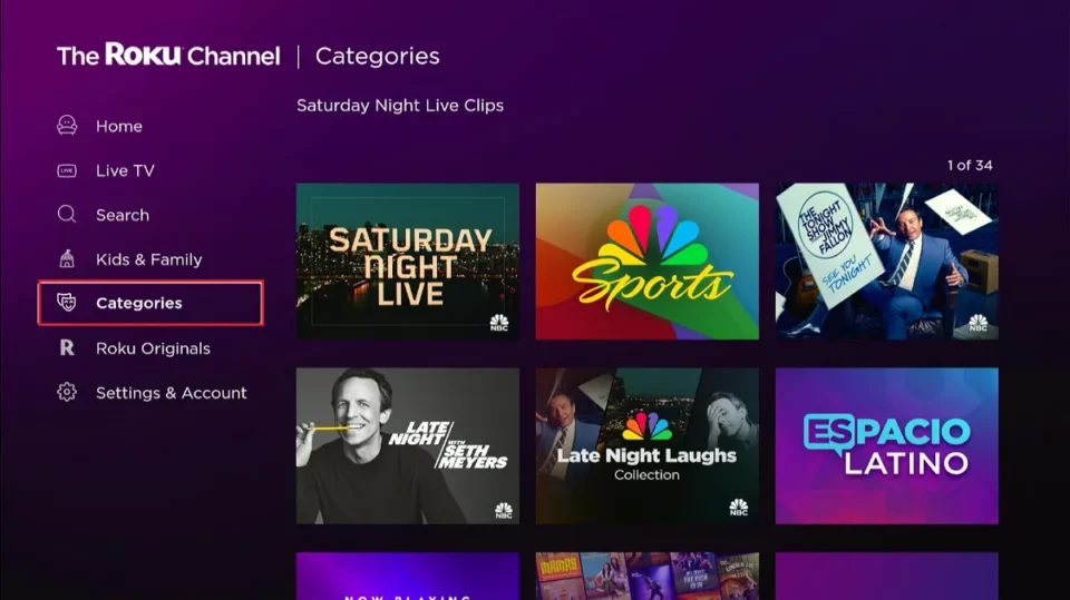 select categories