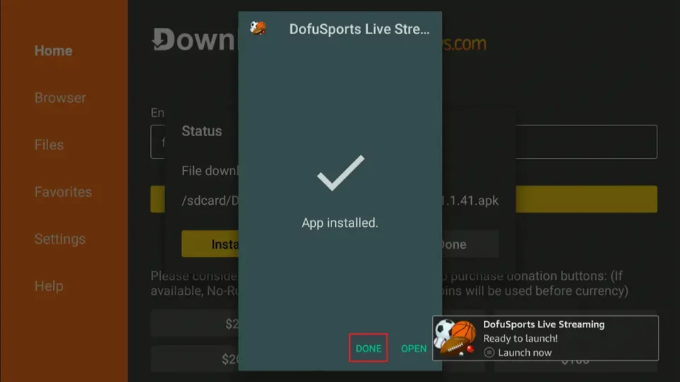 select done dofu sports