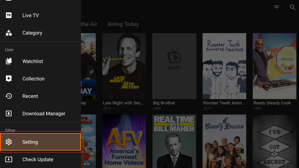 select settings