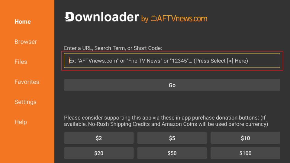 select downloader url app