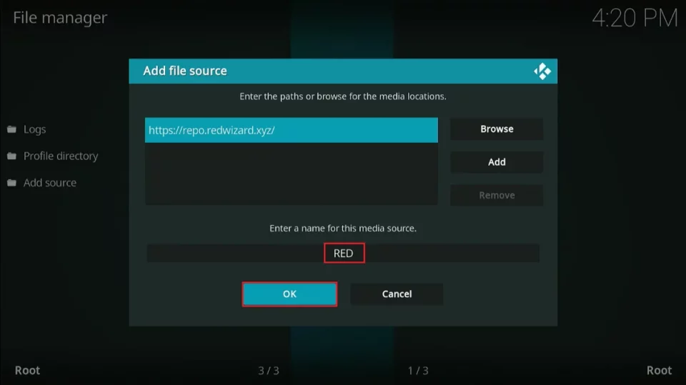 enter alias select ok