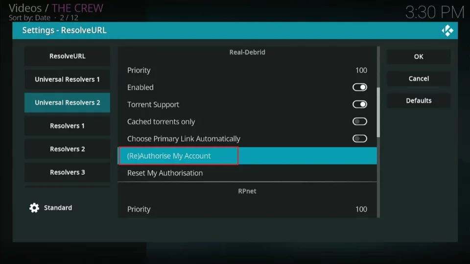 reauthorise my account