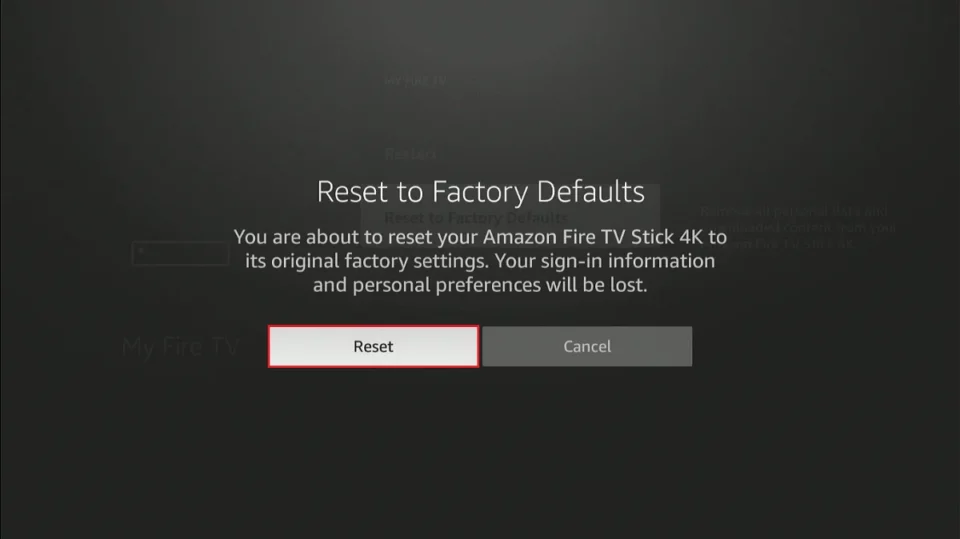 select reset