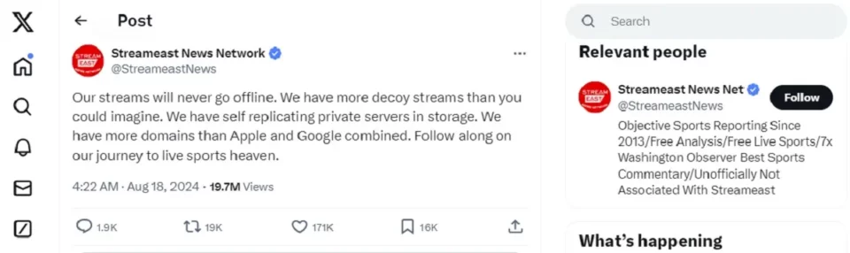 Streameast Domains Seized