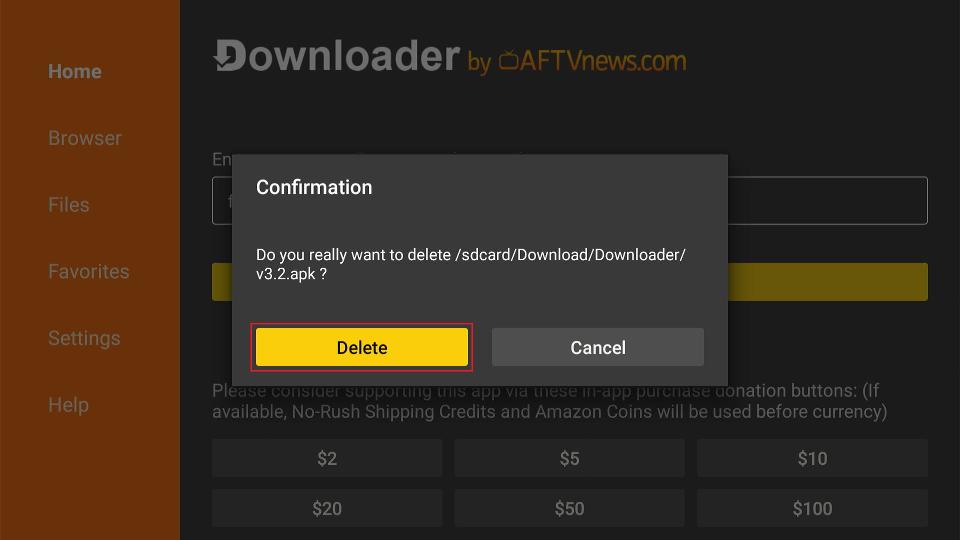 confirm delete