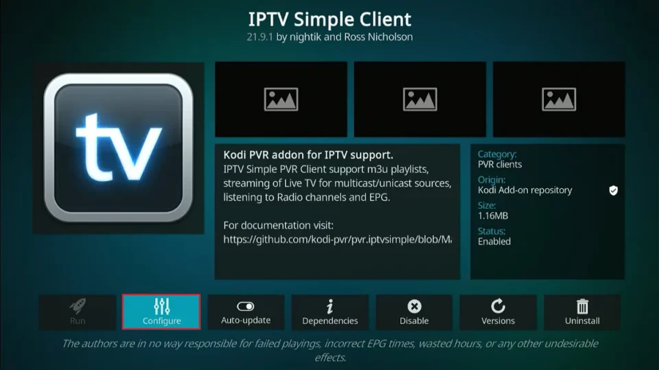 configure iptv simple client