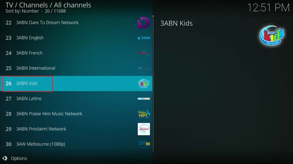 select any channel