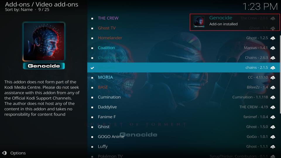 genocide addon installed