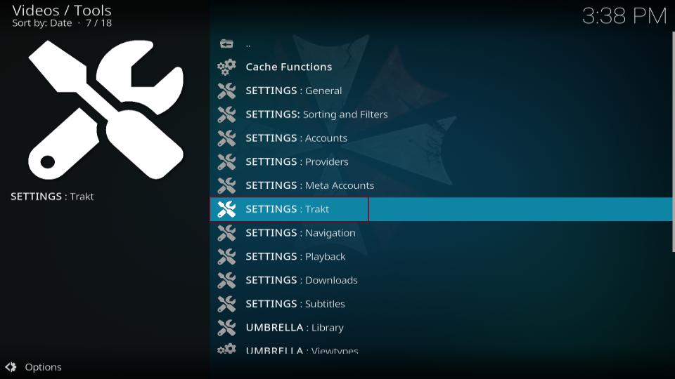 settings trakt