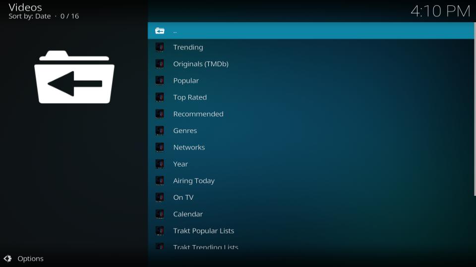 shows subcategories