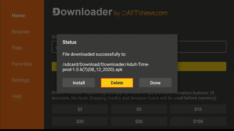 select delete apk
