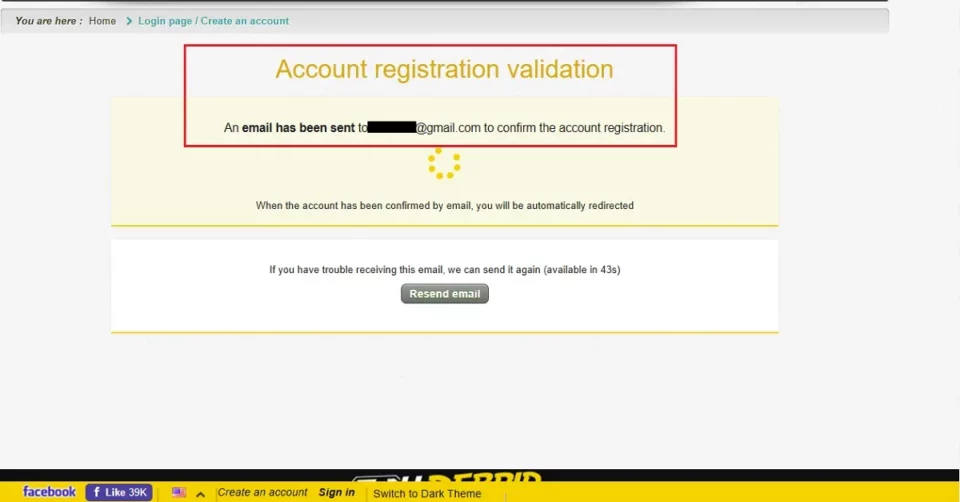 account registration validation