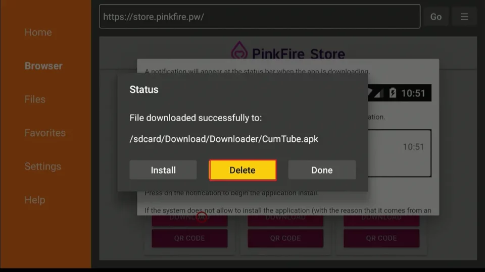 select delete apk