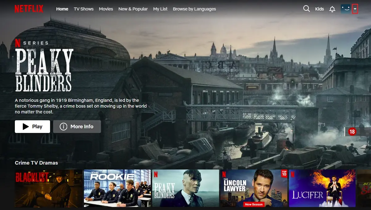 netflix home page