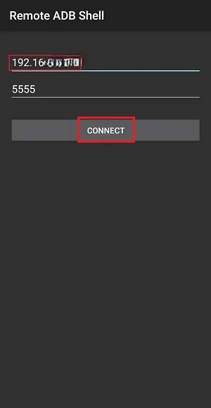 enter the ip address and connect