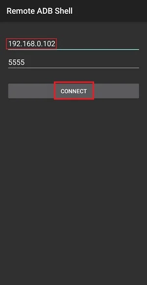 enter the ip address and connect