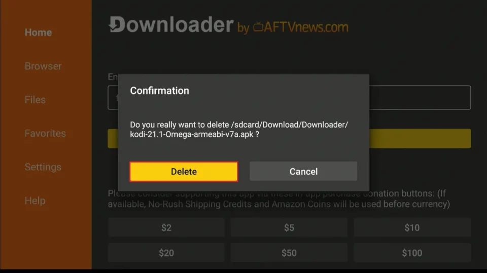confirm delete apk again