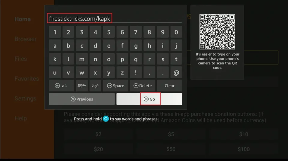 enter kodi url