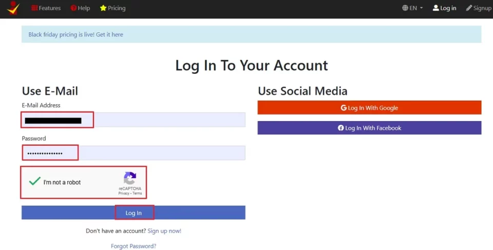 enter credentials