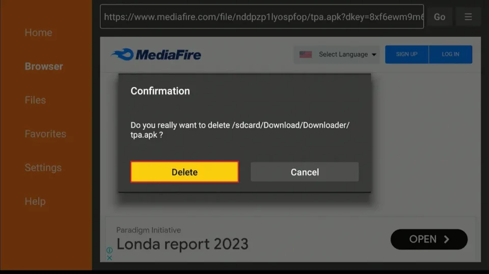 confirm delete apk