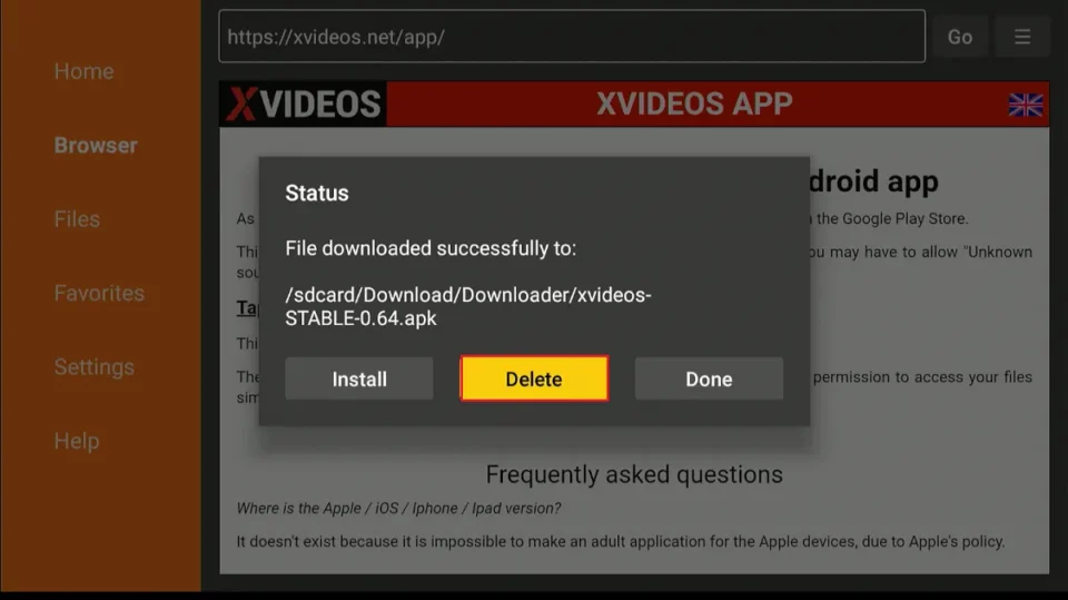 select delete apk