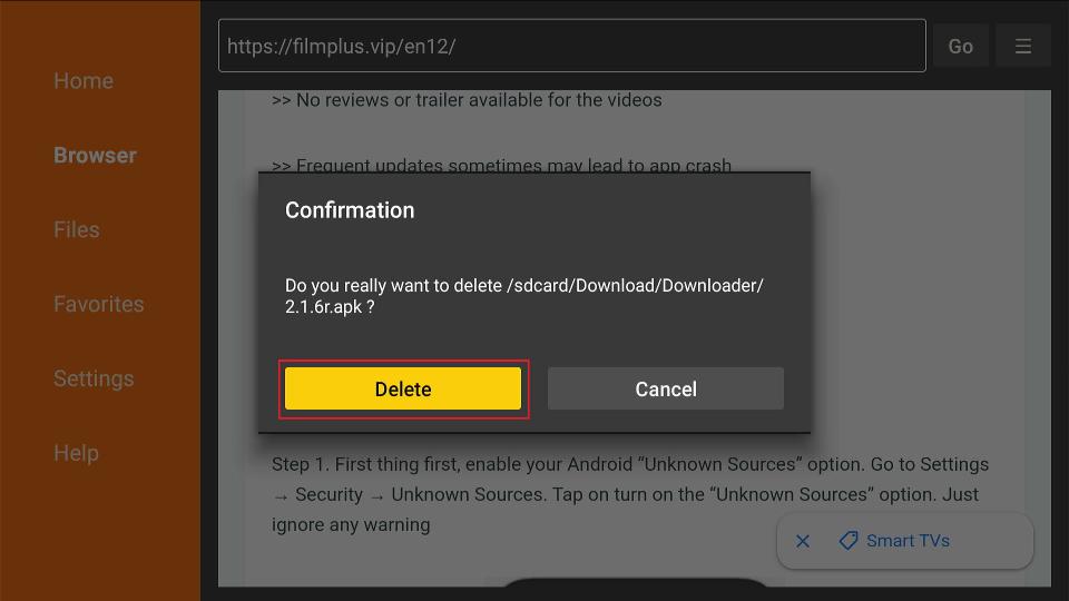 confirm delete film plus
