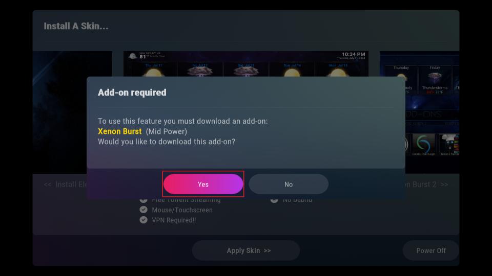 install addon select yes