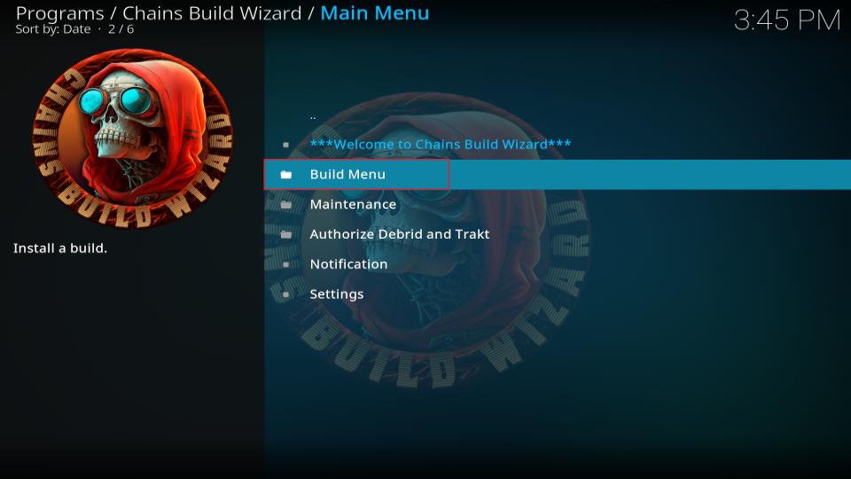 select build menu