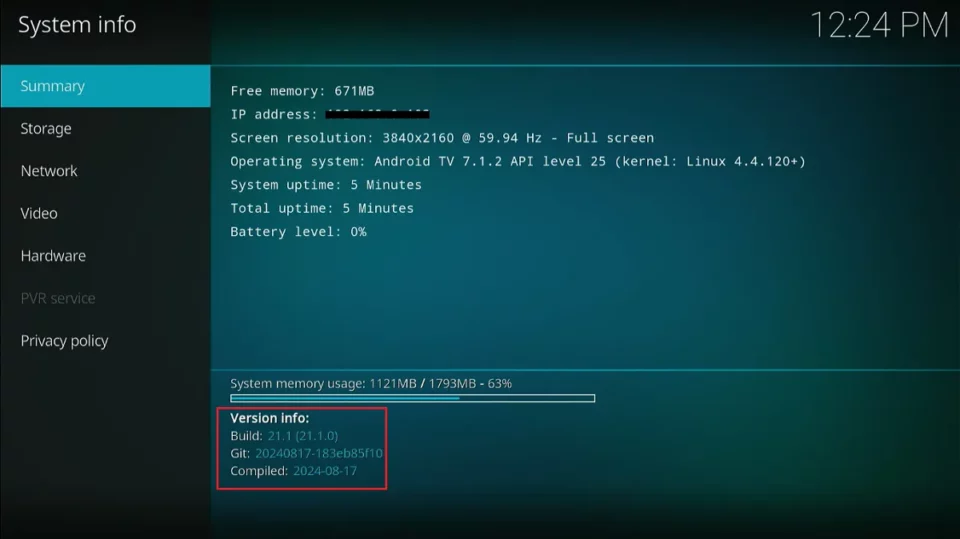 kodi version