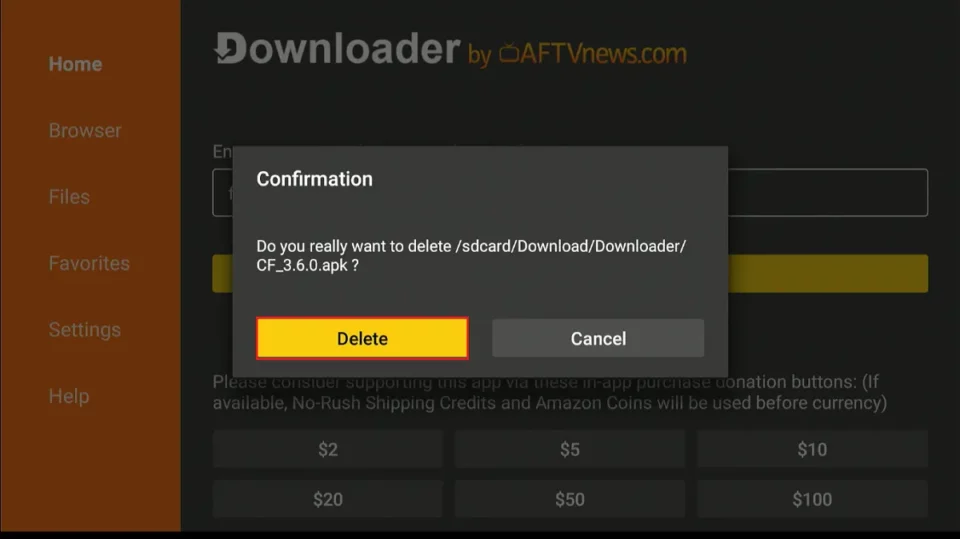 confirm delete