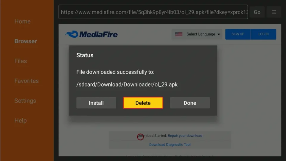 select delete apk