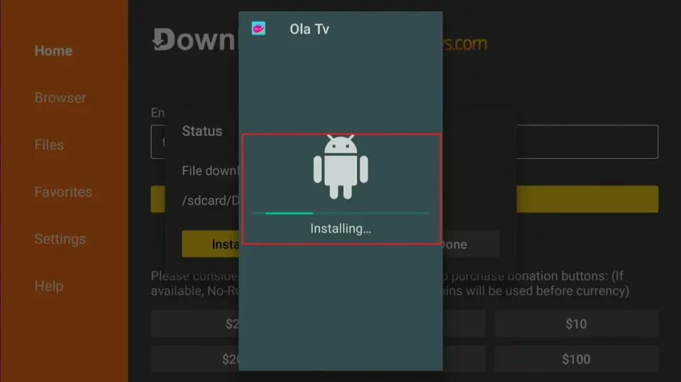 installing ola tv apk