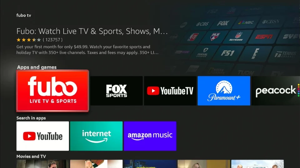 select fubo tv tile