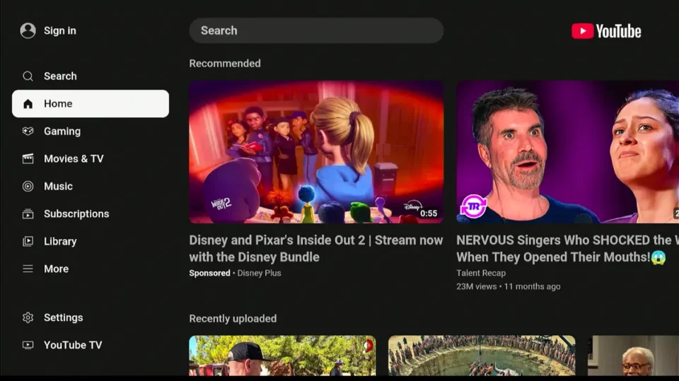youtube home