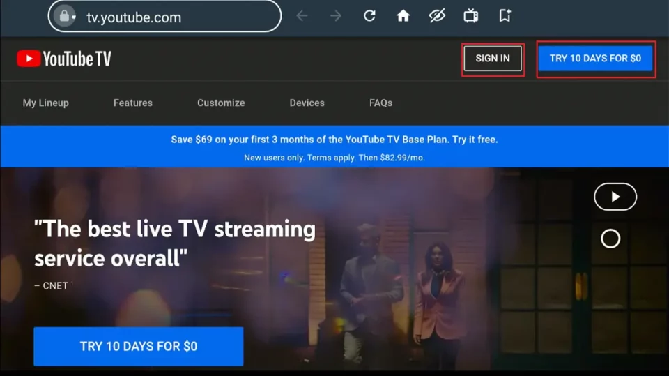 youtube tv sign in