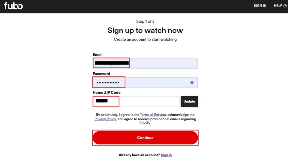 enter credentials