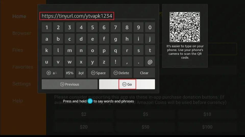 enter url