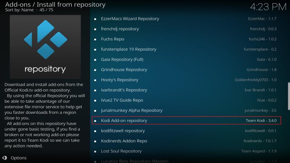 kodi add on repository