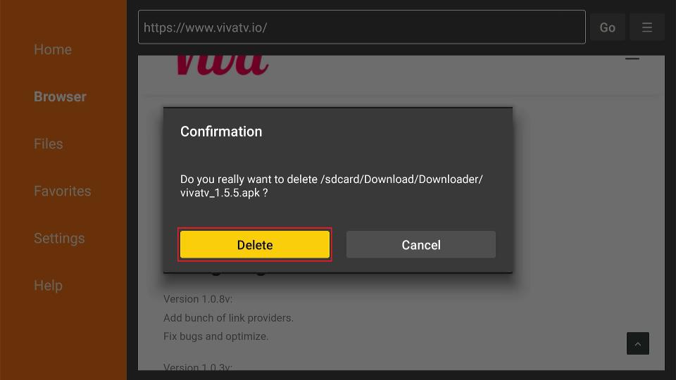 select confirm delete apk