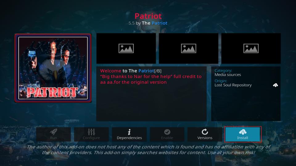 select install patriot