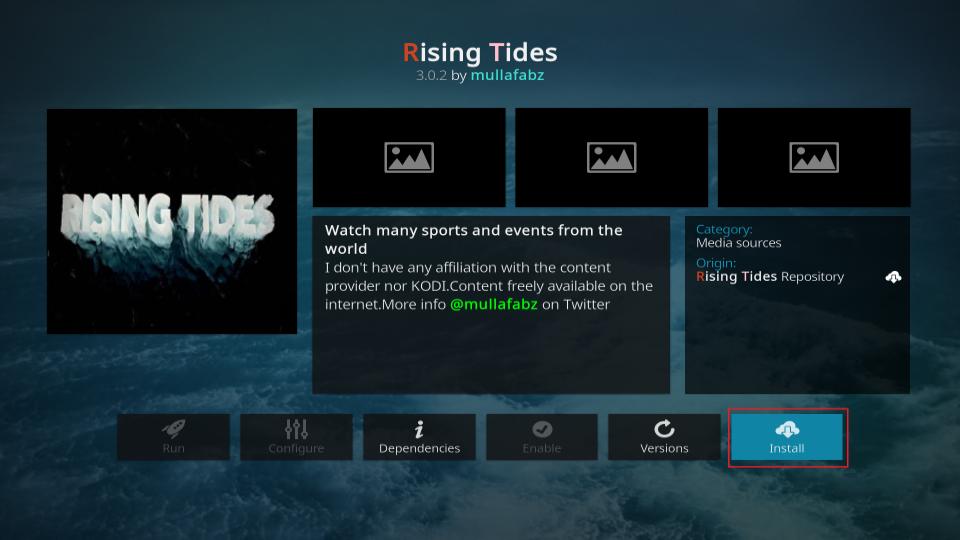 select install rising tides