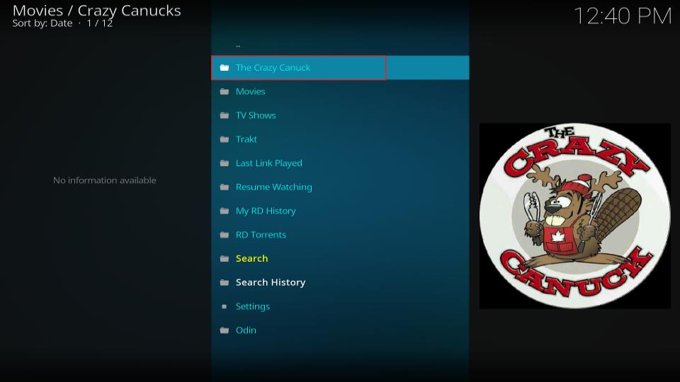 select the crazy canuck