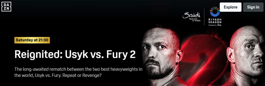 Stream Usyk vs. Fury without cable